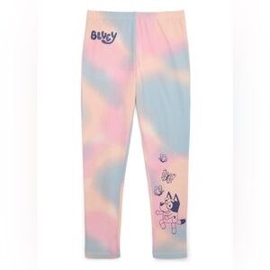 Bluey Tie-Dye Graphic Leggings Girls XS 4/5 NWT Pink Blue Stretch